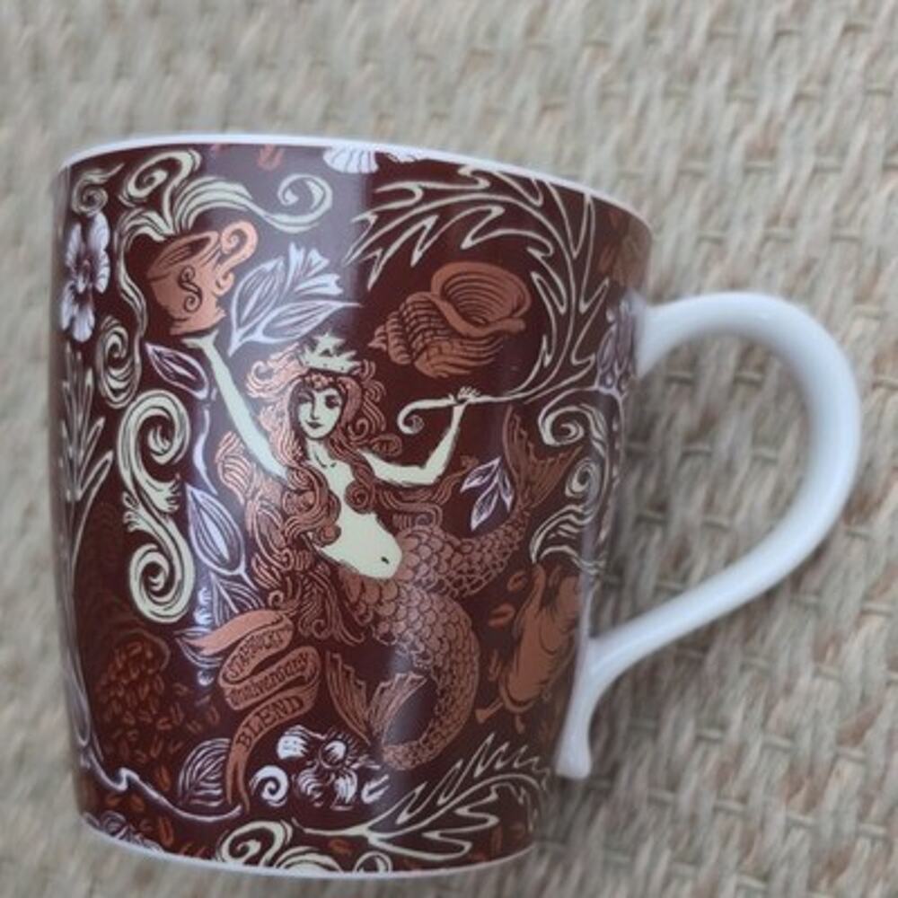 Starbucks Coffee 2009 Anniversary Blend Mermaid Brown White Mug 12 fl oz